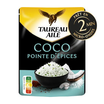 Riz Basmati coco épices micro ondables 2 minutes TAUREAU AILE 220g