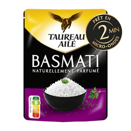 Riz Basmati nature micro ondables 2 minutes TAUREAU AILE doypack 220g