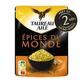 Riz Basmati épices du monde micro ondables 2 min.TAUREAU AILE doypack220g