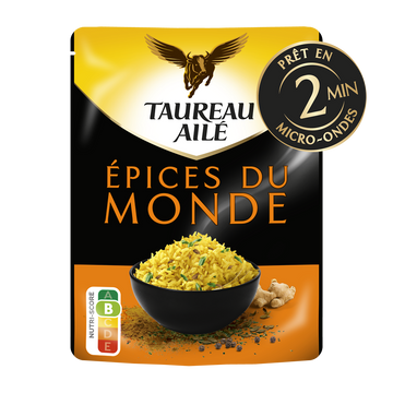 Riz Basmati épices du monde micro ondables 2 min.TAUREAU AILE doypack220g
