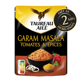 Riz Basmati garam masala tomates épices micro ondables 2 minutes TAUREAU AILE 220g
