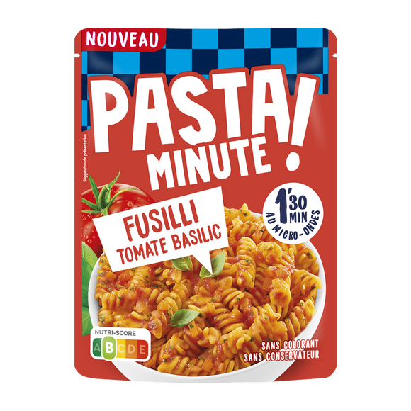 Fusili tomates basilic pasta minute micro ondables 1 minute 30 LUSTUCRU 220g