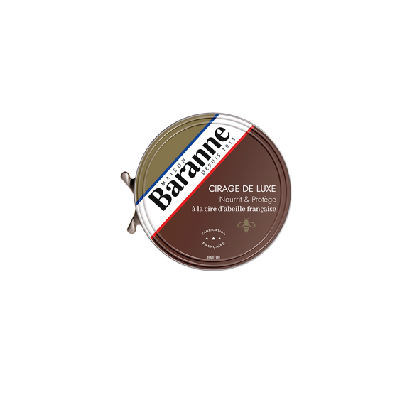 Cirage luxe à la cire d'abeille française marron BARANNE 75ml