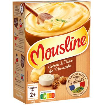 Purée MOUSLINE crême muscade format 2 personnes 3x65g 195g