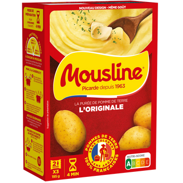 Purée nature MOUSLINE, 3 sachets x2 personnes, 195g