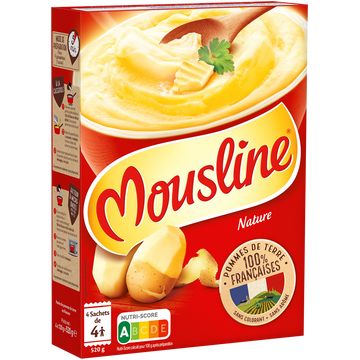 Purée nature MOUSLINE, 4 sachets pour 4 personnes 4x130g 520g