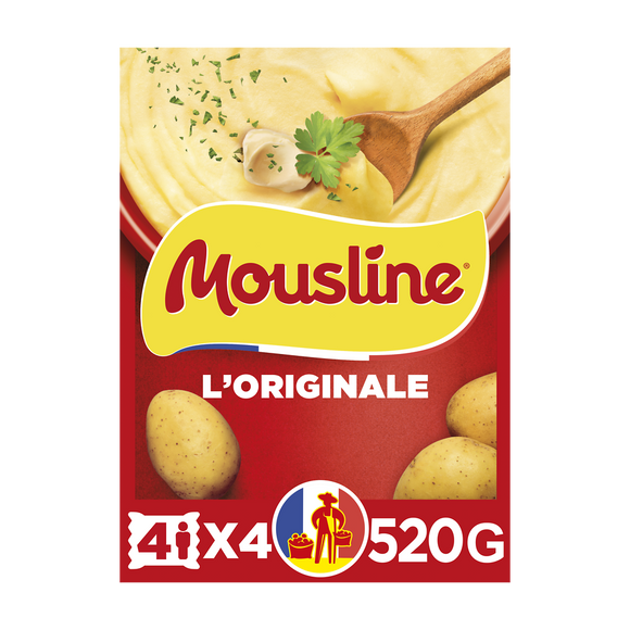 Purée nature MOUSLINE, 4 sachets pour 4 personnes 4x130g 520g