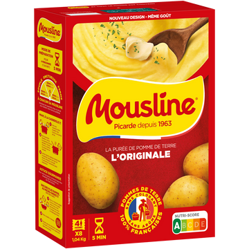 Purée nature MOUSLINE format 4 personnes 8 sachets de 130g 1040g