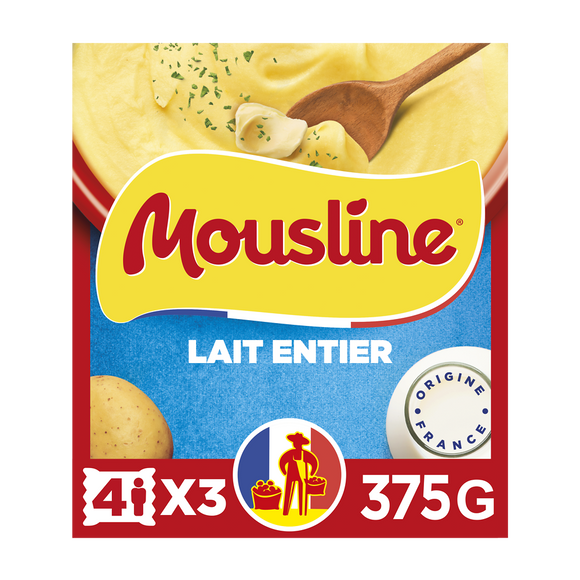 Purée lait MOUSLINE, 3 sachets pour 4 personnes (3x125g) 375g