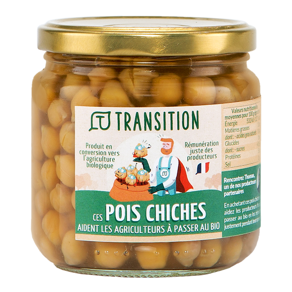 Pois chiches en cours de conversion biologique TRANSITION, bocal de 265g