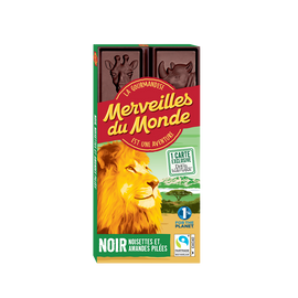 Chocolat noir noisettes amandes pilées MERVEILLES DU MONDE 100g