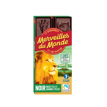 Chocolat noir noisettes amandes pilées MERVEILLES DU MONDE 100g