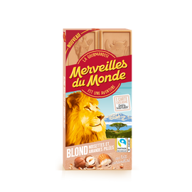 Chocolat blond noisettes et amandes pilées MERVEILLES DU MONDE 100g