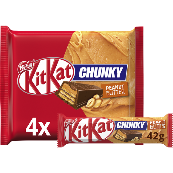 Barres de chocolat au lait peanut butter Chunky KITKAT - 4 barres de 40g