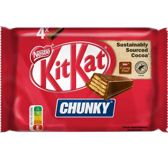 Barres de chocolat au lait Chunky KITKAT - 4 barres de 40g