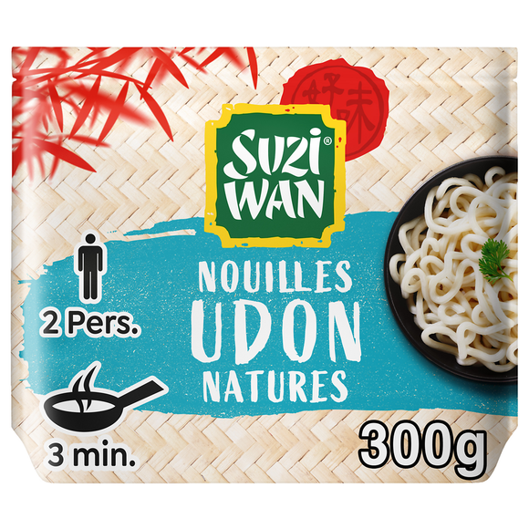 Nouilles précuites Wok Udon nature SUZI WAN - 2x150g (300g)