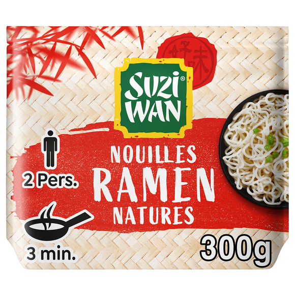SUZI WAN nouilles précuites ramen natures pour wok 2x150g