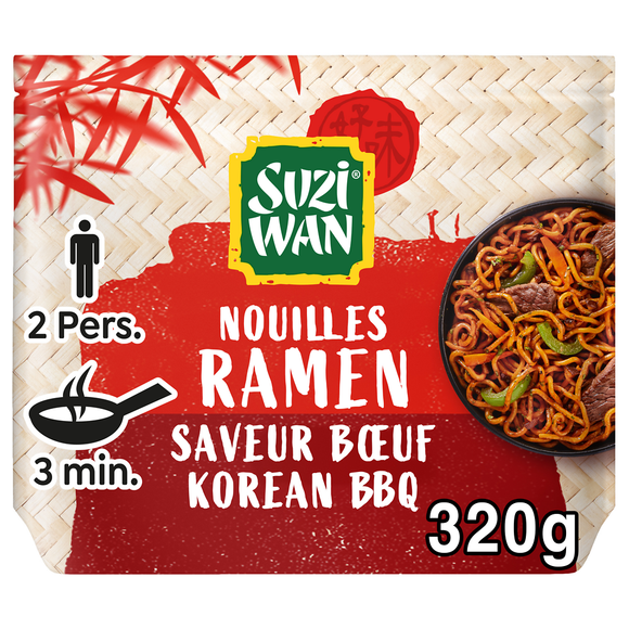 Nouilles Précuites WOK Ramen Korean BBQ SUZI WAN 2x160g