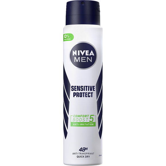 Déodorant Homme Sensitive protect NIVEA FOR MEN, Atomiseur 200ml
