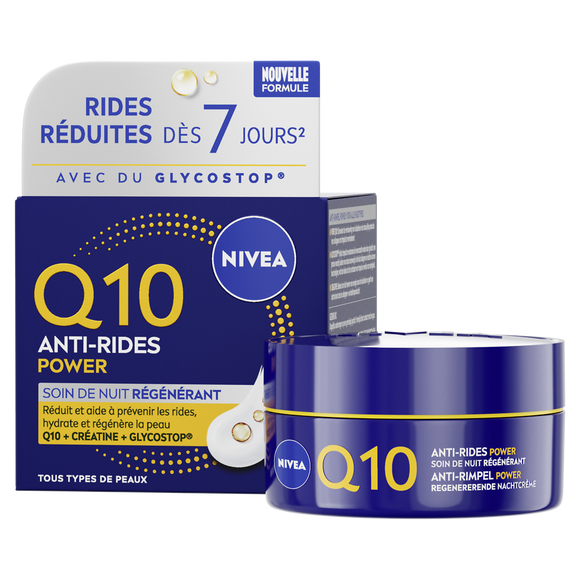 Crème visage de nuit anti-rides raffermissant Q10 Power NIVEA - pot de50ml