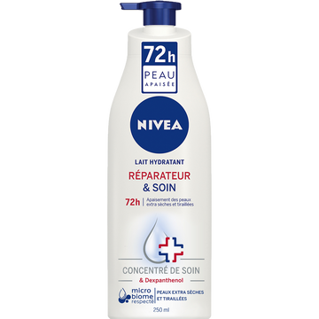 Lait réparateur pour le corps sos peaux extra-sèches Body NIVEA, flacon de 250ml