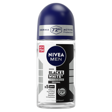 Déodorant Homme anti-transpirant BLACK&WHITE INVISIBLE NIVEA MEN - Bille 50ml