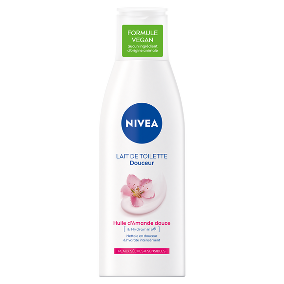 Lait de toilette douceur pour peaux sensibles NIVEA, flacon de 200ml