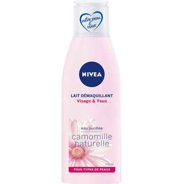 Lait démaquillant pour le visage et les yeux NIVEA, flacon de 200ml