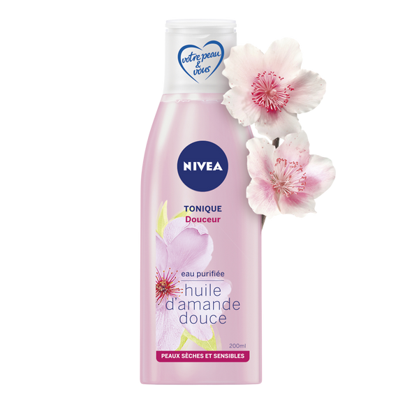 Tonique douceur pour peaux sèches et sensibles NIVEA, flacon de 200ml