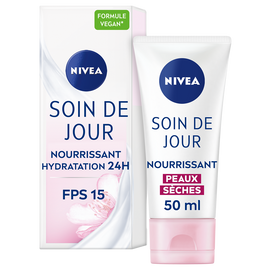 Soin de jour nutritif pour le visage confort SPF15 pour peaux sensibles et sèches  NIVEA, tube de 50ml