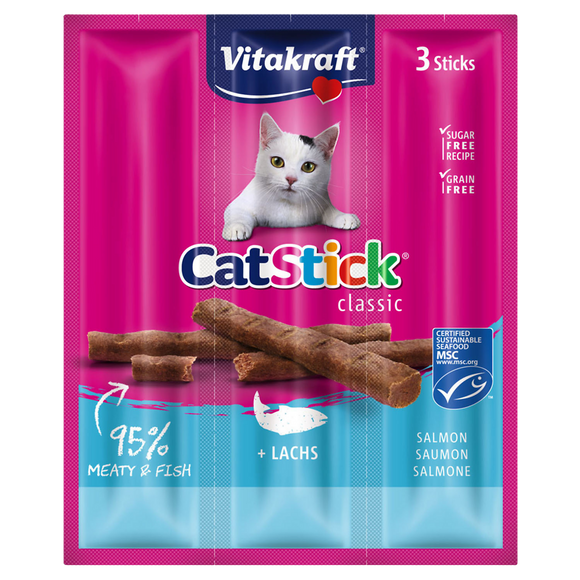 Friandise pour chat catstick au saumon VITAKRAFT x3 18g