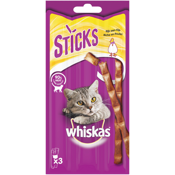 Friandises chat Sticks au poulet WHISKAS - 3x6g
