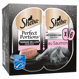 Barquettes chat Perfect Portions au saumon en terrine SHEBA - 6x37,5g