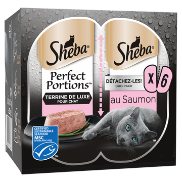 Barquettes chat Perfect Portions au saumon en terrine SHEBA - 6x37,5g