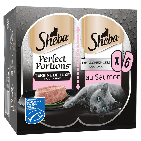 Barquettes chat Perfect Portions au saumon en terrine SHEBA - 6x37,5g