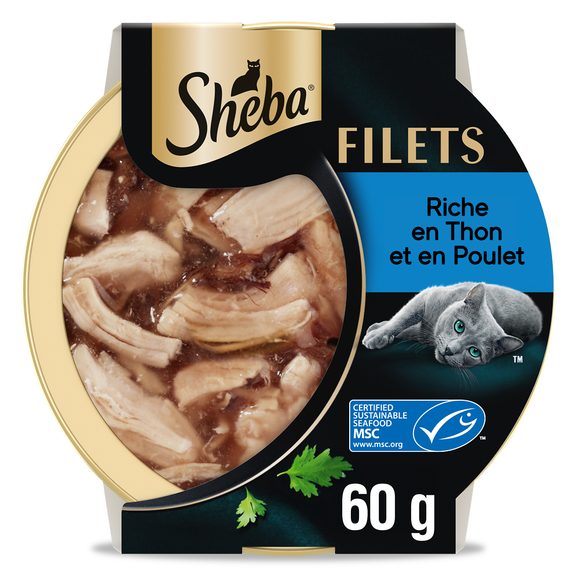 Barquette chat Filets au poulet et au thon issu de la pêche durable SHEBA - 60g