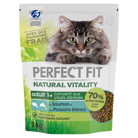 Croquettes chat stérilisé Natural Vitality aux poissons PERFECT FIT -1kg