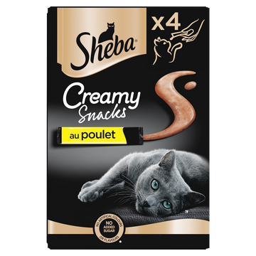 Friandises chat Creamy snacks au poulet SHEBA - 4x12g