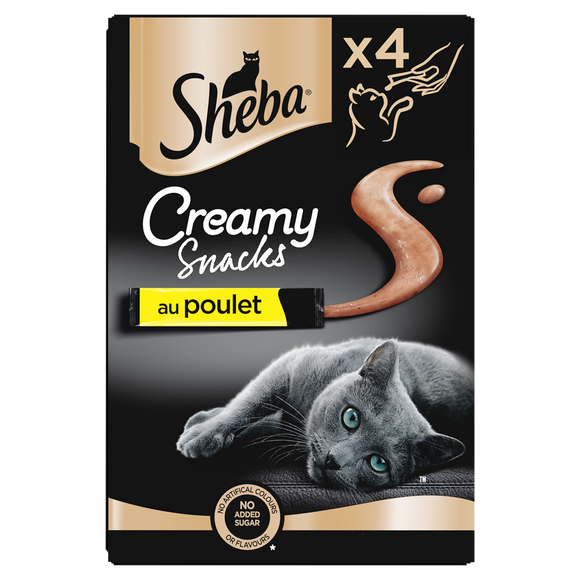 Friandises chat Creamy snacks au poulet SHEBA - 4x12g