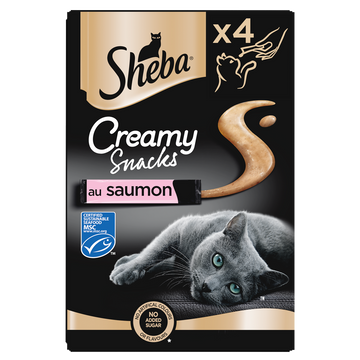 Friandises chat Creamy snacks au saumon SHEBA - 4x12g