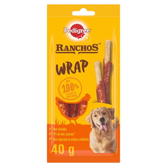 Friandises chien récompenses Ranchos Wrap au poulet PEDIGREE - 40g