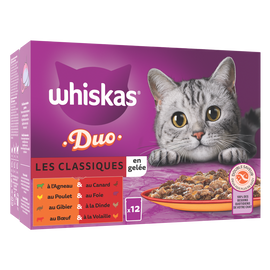 Sachets fraîcheur chat Duo Les Classiques en gelée WHISKAS - 12x85g