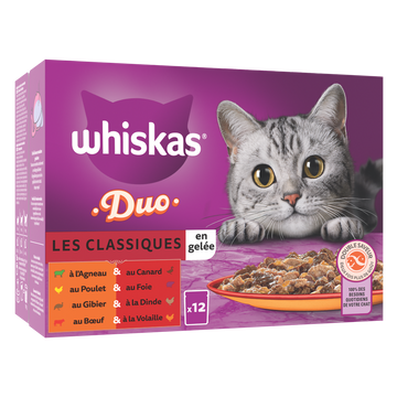 Sachets fraîcheur chat Duo Les Classiques en gelée WHISKAS - 12x85g