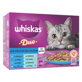 Sachets fraîcheur chat Duo Les Délices de l'océan en gelée WHISKAS - 12x85g