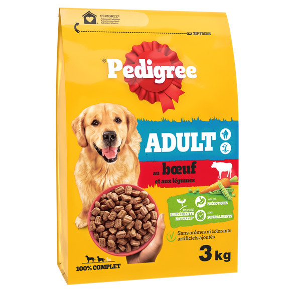 Croquettes moyen et grand chien au boeuf et aux légumes PEDIGREE - 3kg
