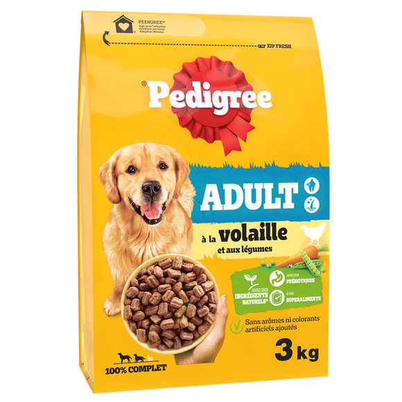 Croquettes moyen et grand chien à la volaille et aux légumes PEDIGREE- 3kg