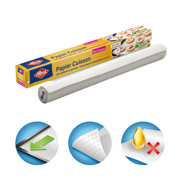 Papier alimentaire cuisson ALBAL, rouleau de 8 mètres