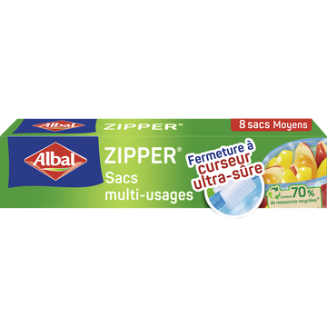 Sacs zipper moyen modèle 70% resources recyclées ALBAL 3L x8