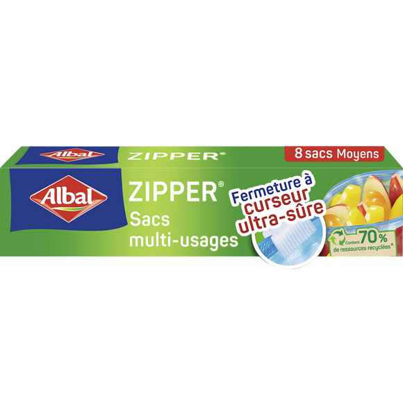 Sacs zipper moyen modèle 70% resources recyclées ALBAL 3L x8