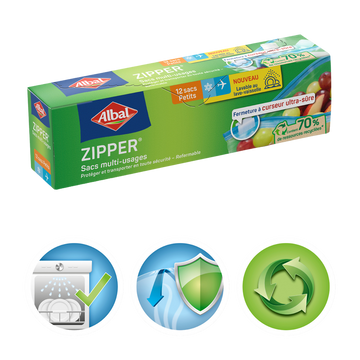Sacs zipper petit modèle 70% resources recyclées ALBAL 1L X122